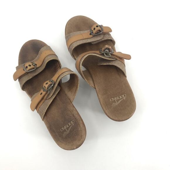 Dansko Jessie Comfort Sandal Slip On Slide Leather Tan - Picture 7 of 8